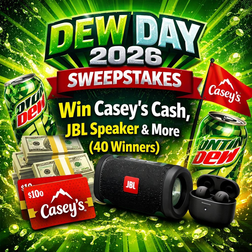 Cashwin CZ 2026 Revoluce v online hazardu 1462146359 1 dew day 2026 sweepstakes win casey s cash jbl speaker and more 40 winners 72591
