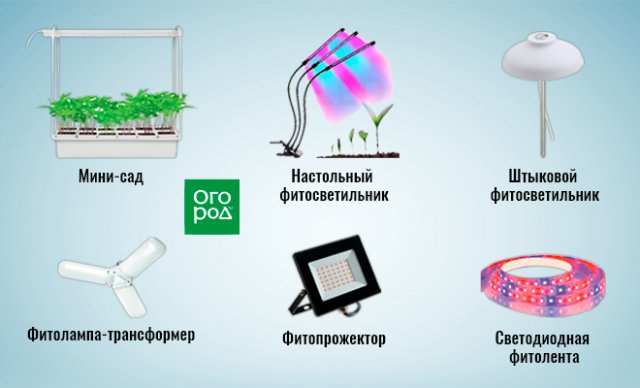 Типы ламп для растений